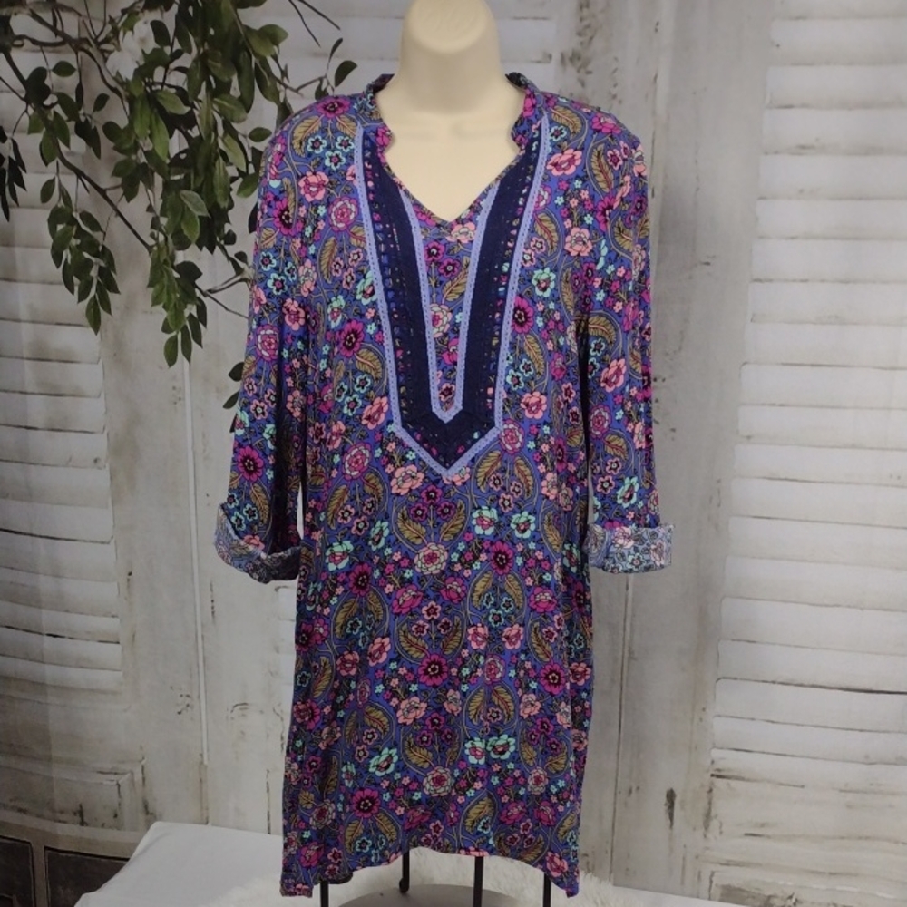 Matilda Jane Blue and Purple Floral High Low Dress Size M